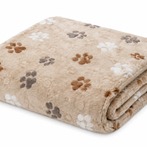 Soft Plush Pet Blanket with Paw Print Pattern for Dogs, Cats and Small Pets