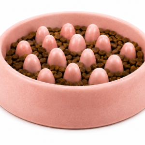 Pink Slow Feed Pet Bowl with Raised Feeding Pattern for Dogs and Cats