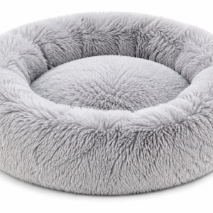 Round Plush Calming Pet Bed with Raised Rim for Dogs and Cats